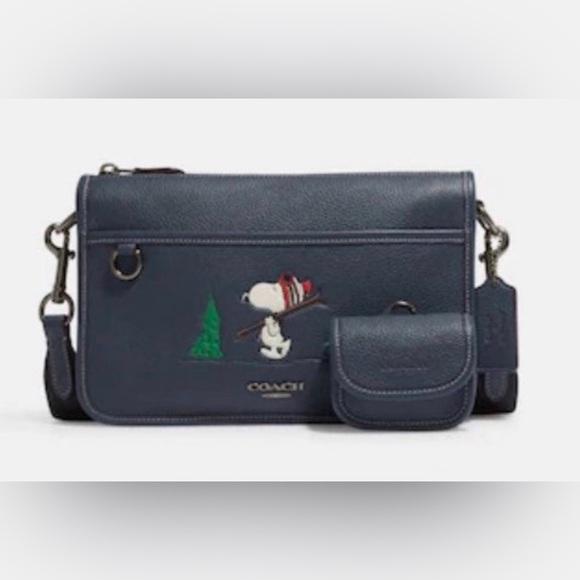 NWT Coach CE710 X Peanuts Heritage Convertible Leather Crossbody Snoopy Motif - Picture 2 of 6